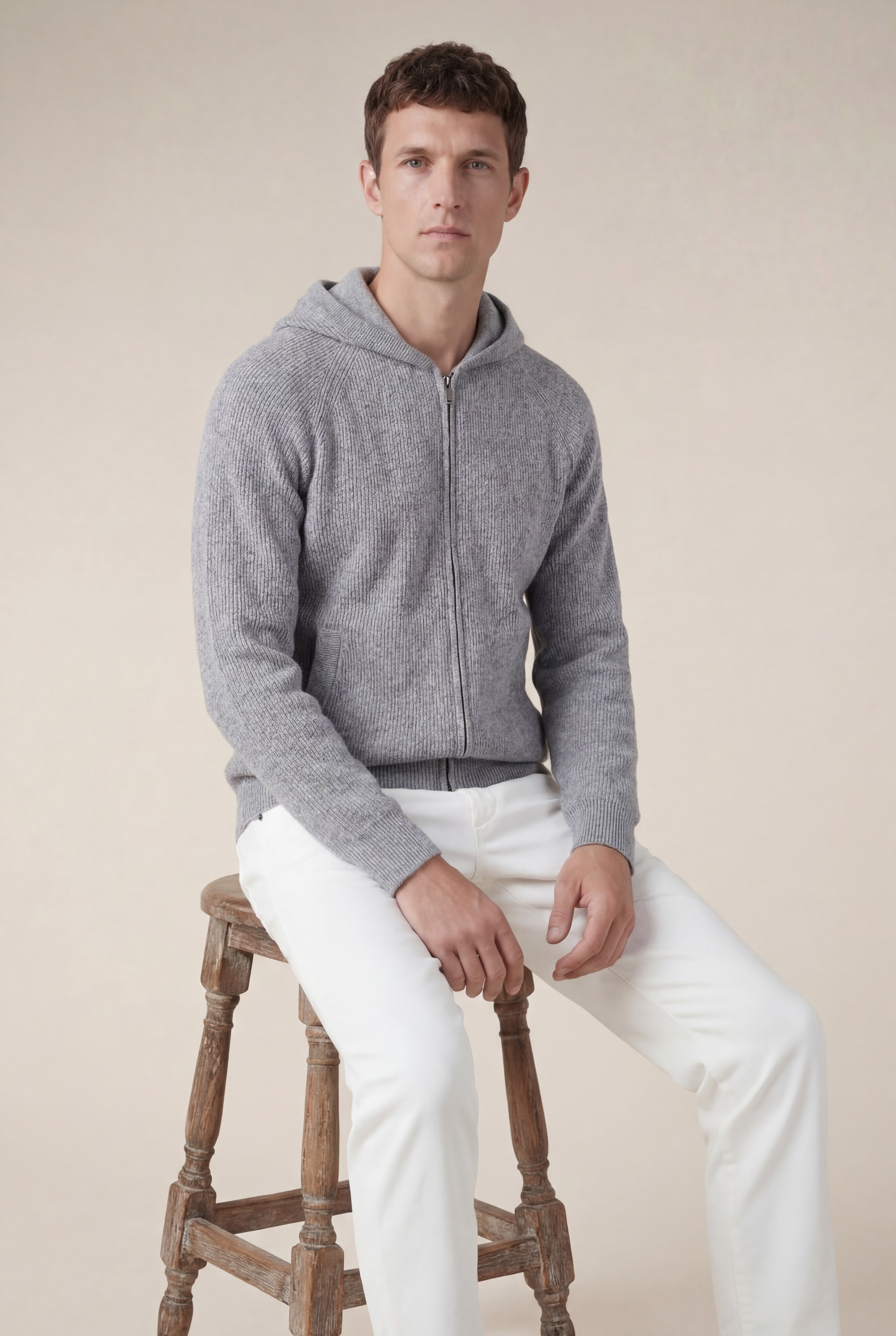 Cortina Kaşmir Fermuarlı Kapüşonlu - Gri
