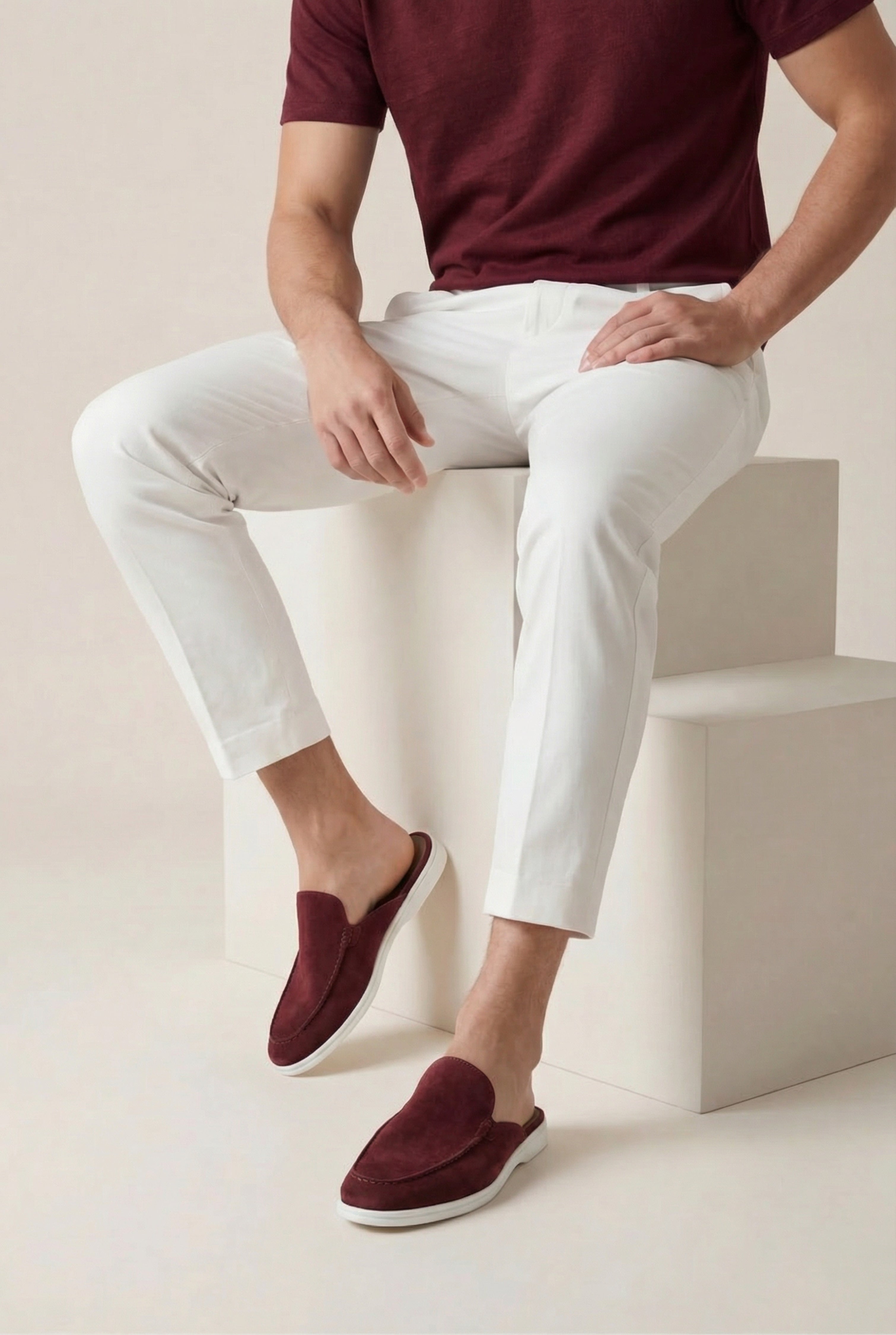 Timassi Yat Süet Mule - Bordo detay