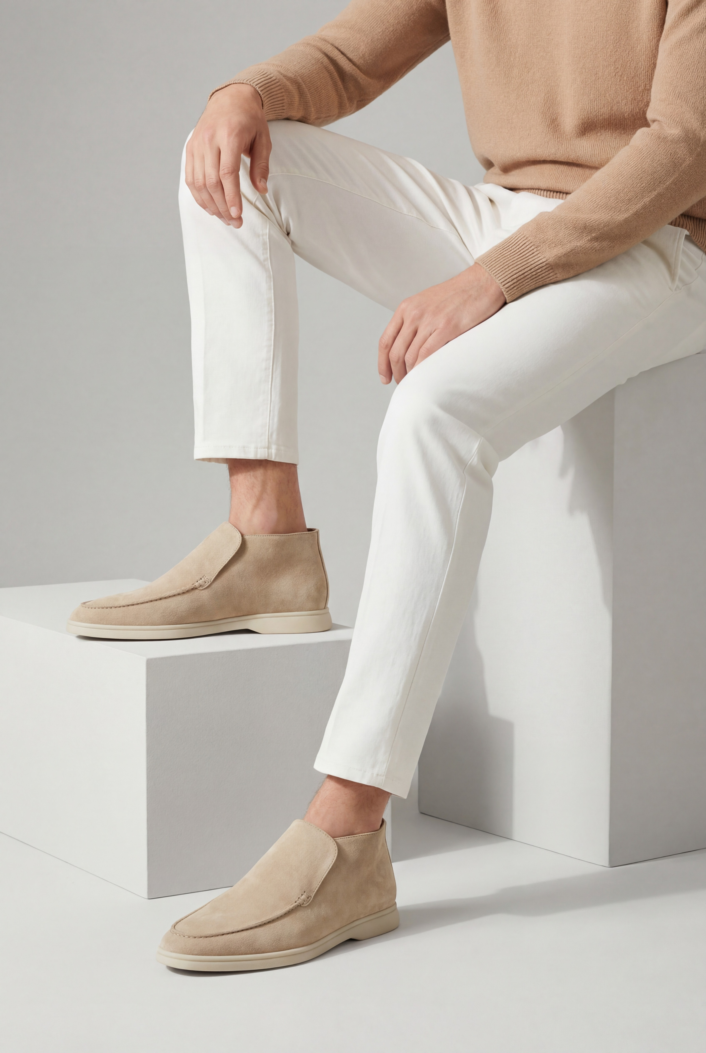 Timassi Amalfi süet loafer - açık bej detay