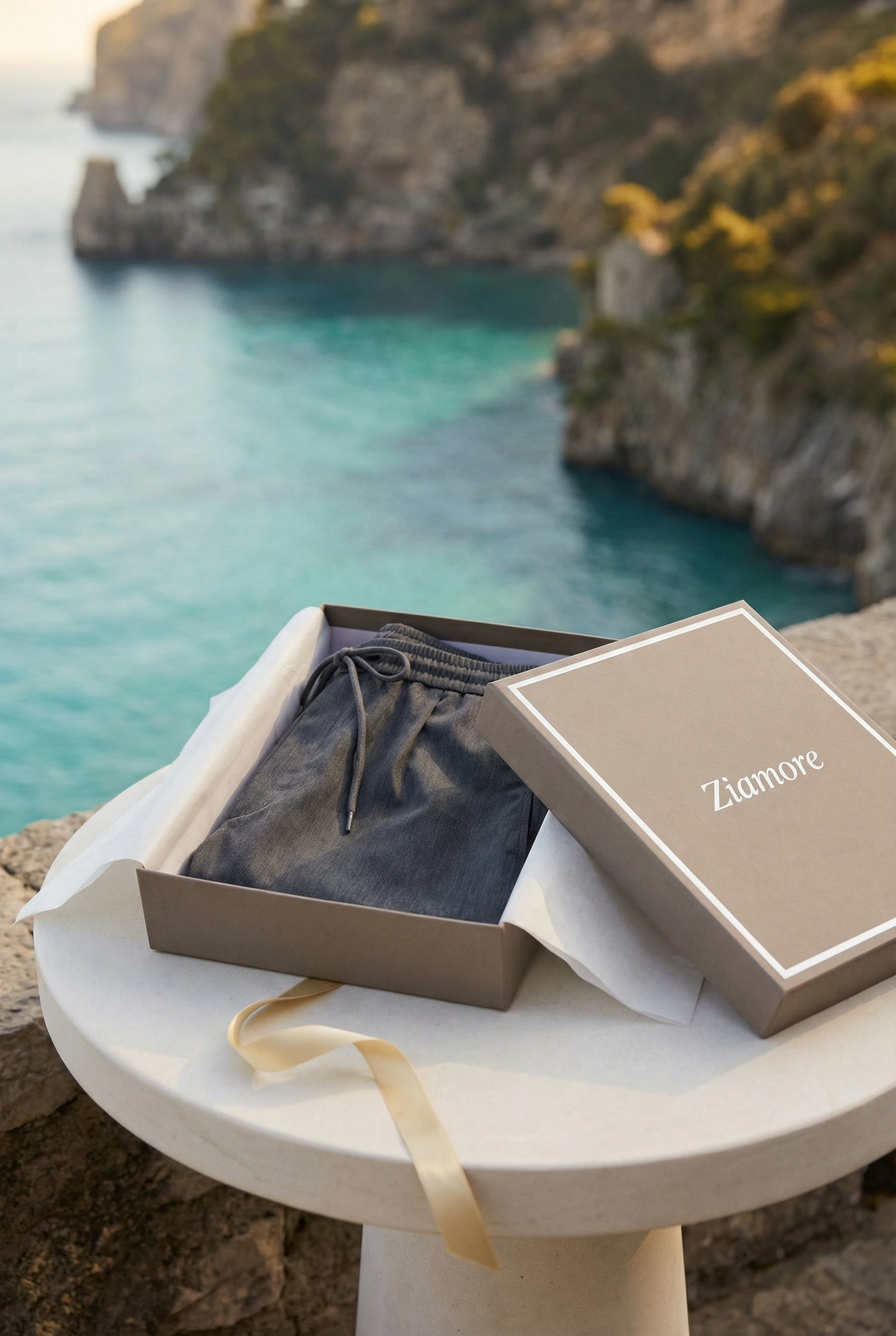 Timassi Amalfi Keten Şort - Gri tam boy