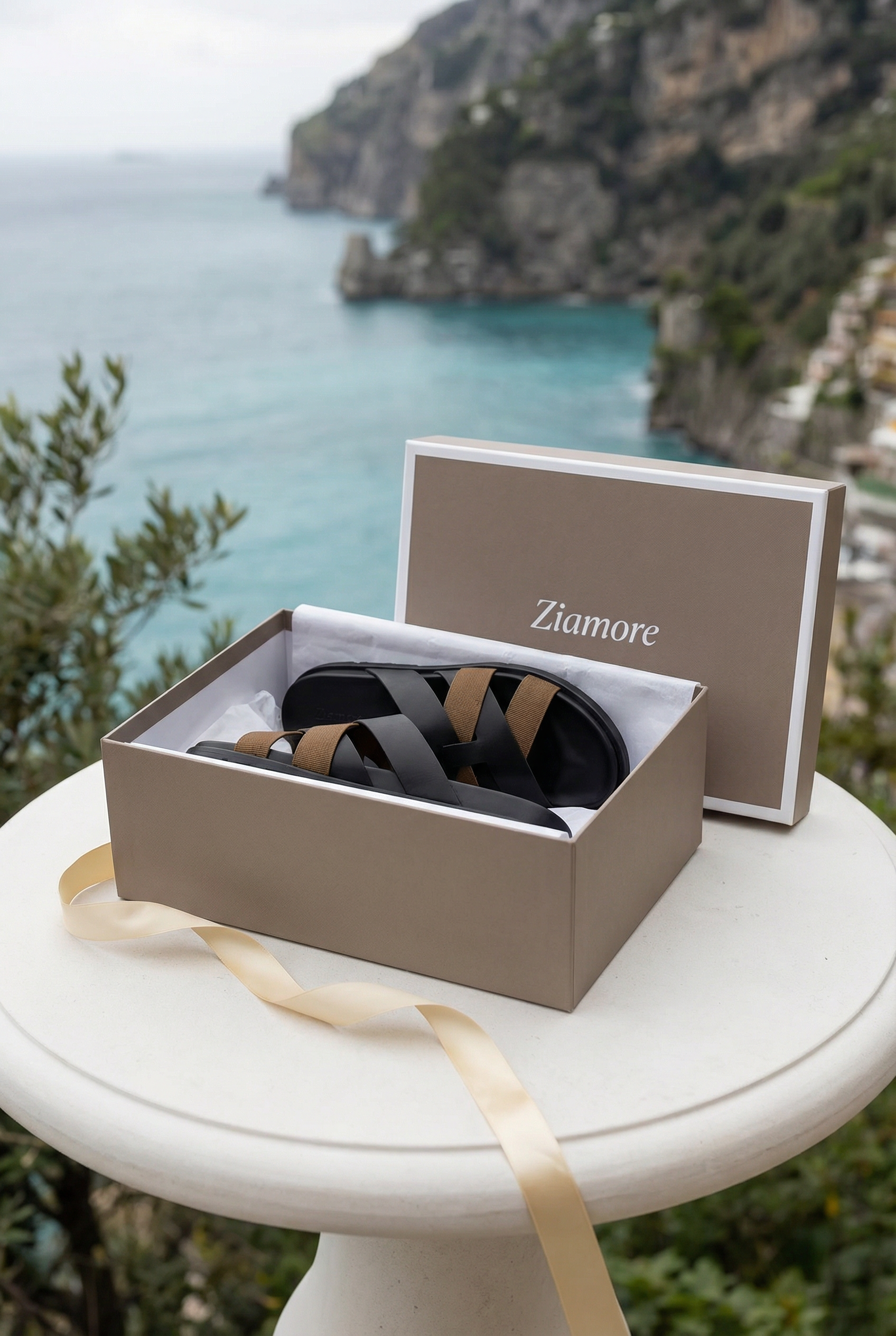Timassi Amalfi Deri Sandalet - Siyah/Taba çift görünüm