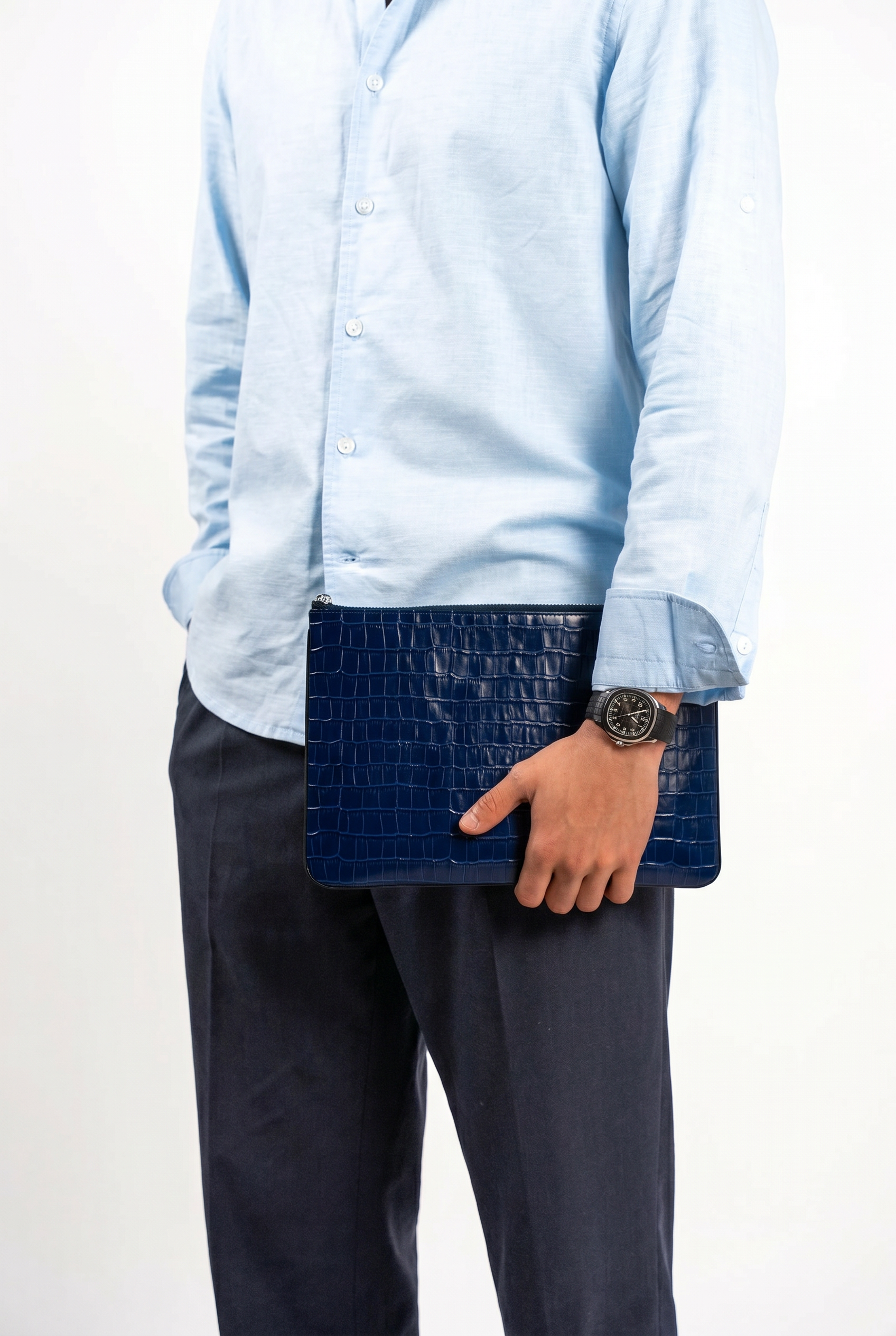 Timassi Timsah Desenli Clutch - Lacivert iç bölme