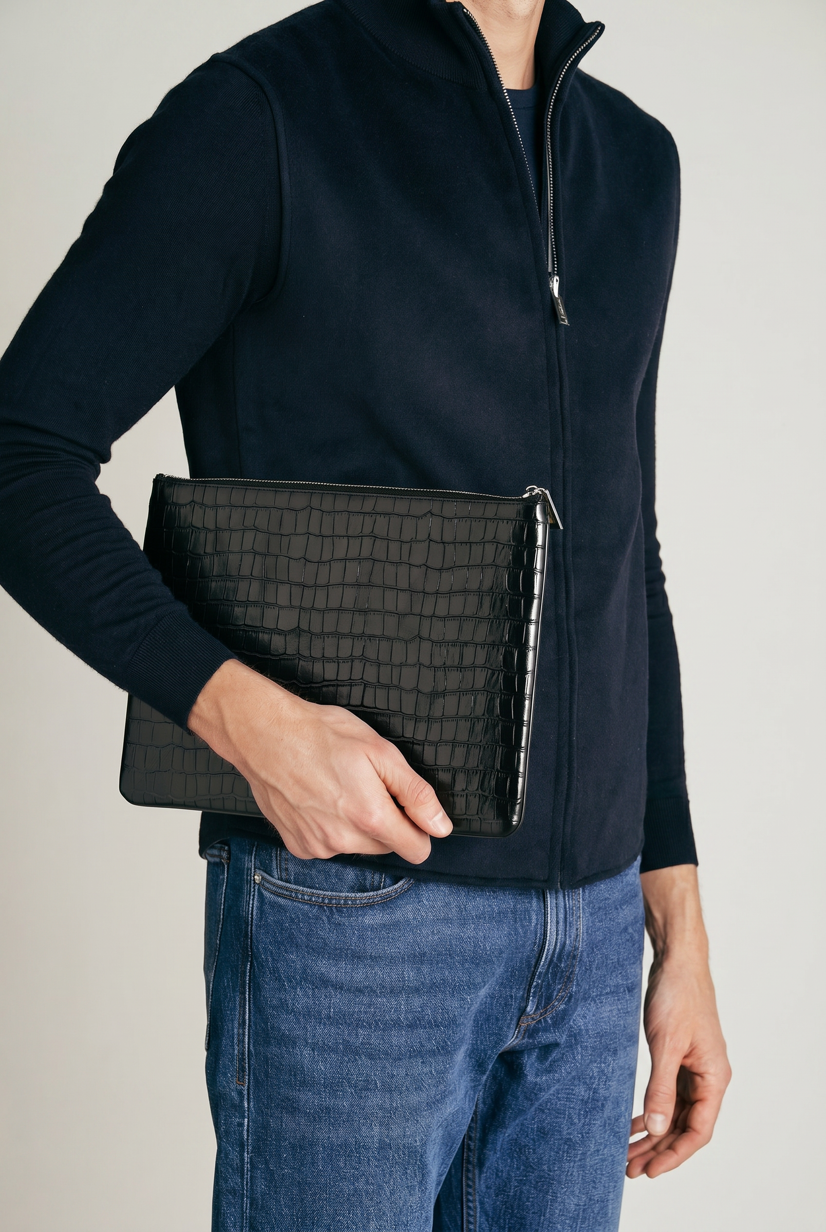 Timassi Timsah Desenli Clutch - Siyah iç bölme