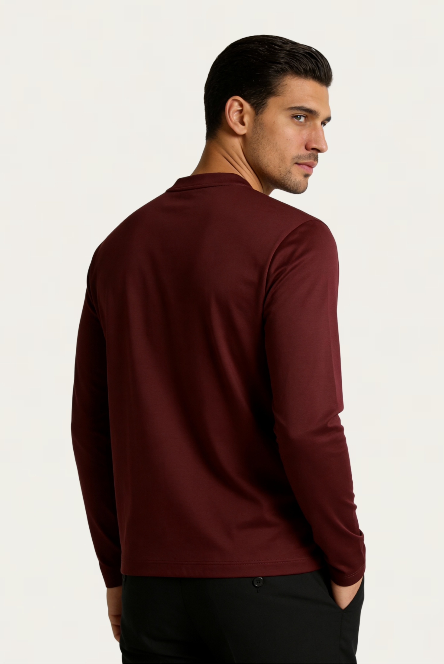 Bordo Uzun Kollu T-Shirt