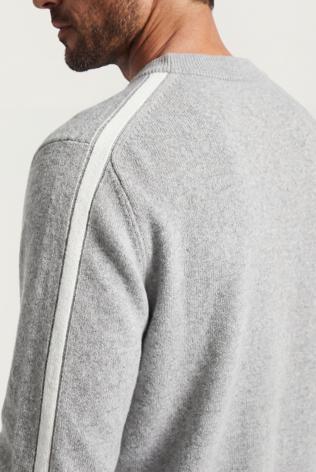 Saf Kaşmir Gri Çizgili Set