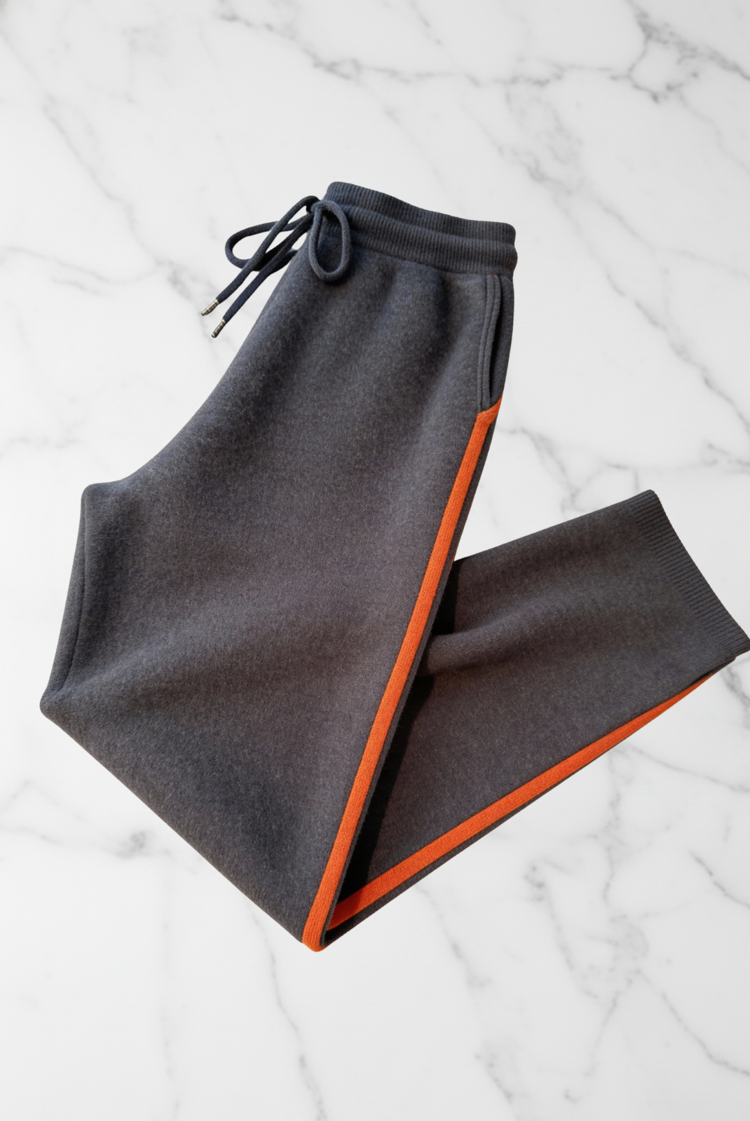 Saf Kaşmir Gri & Turuncu Çizgili Takım