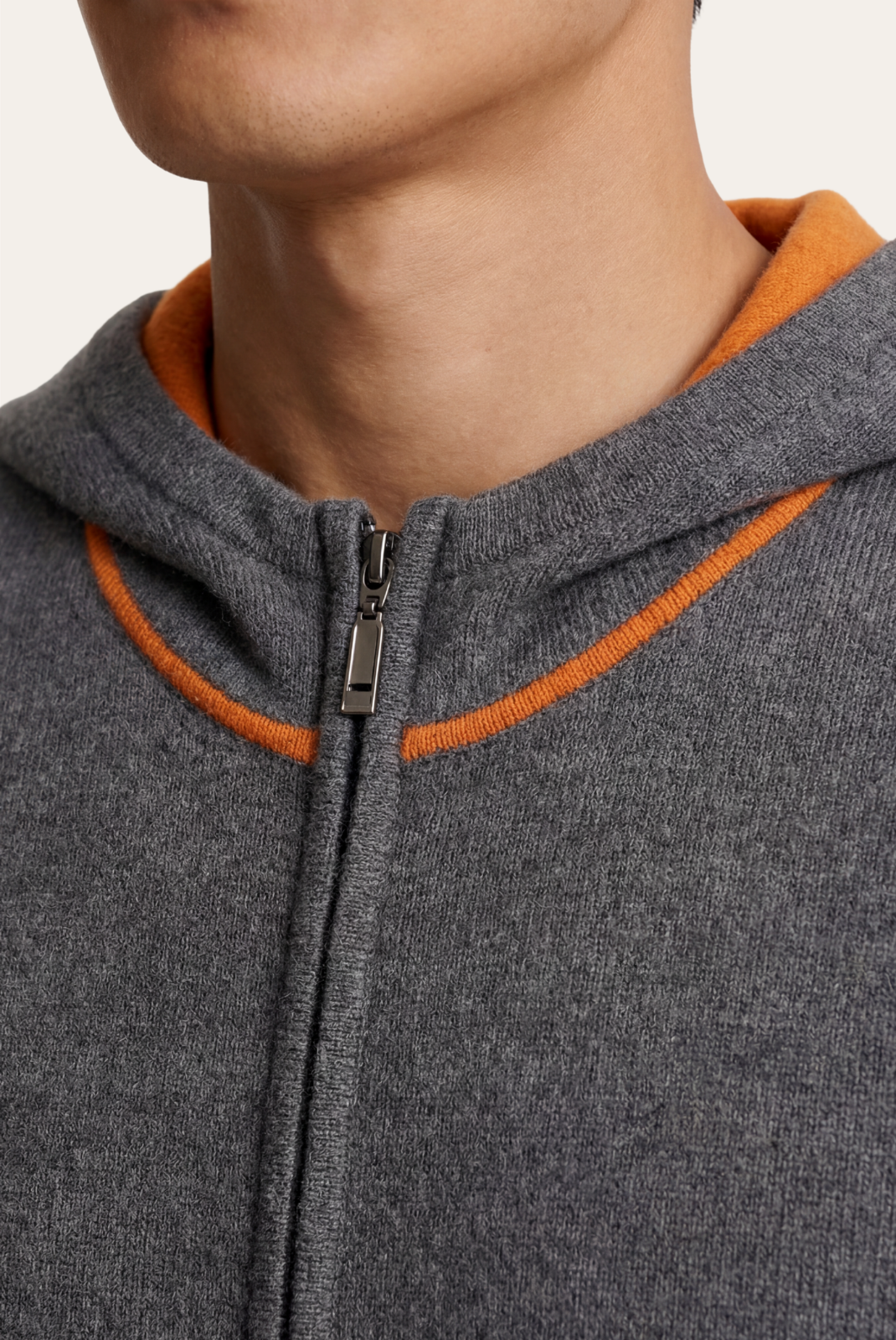 Saf Kaşmir Gri & Turuncu Çizgili Takım