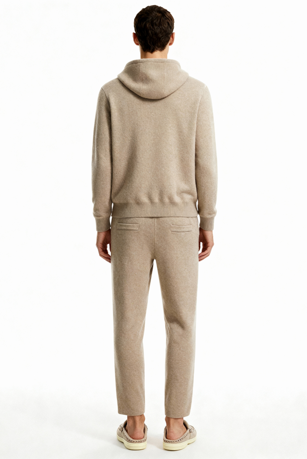 Saf Kaşmir Bej Çizgili Takım