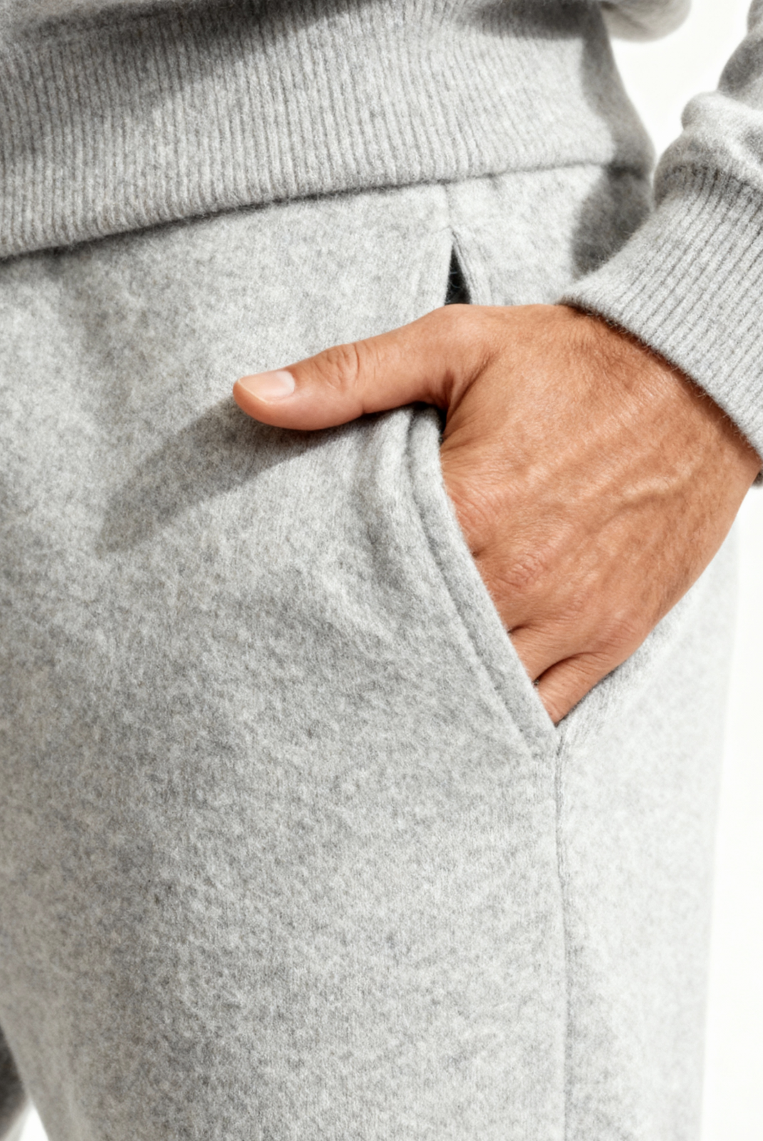 Saf Kaşmir Gri Çizgili Takım