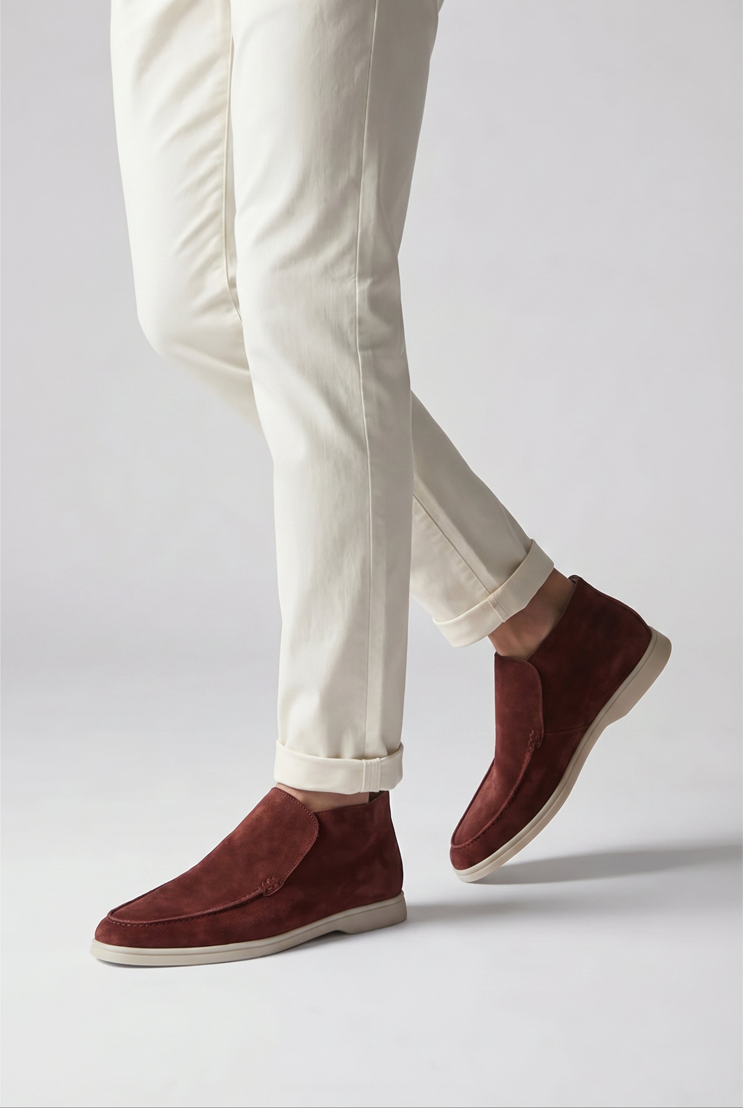 Timassi Amalfi Süet Loafer - Bordo ayakta