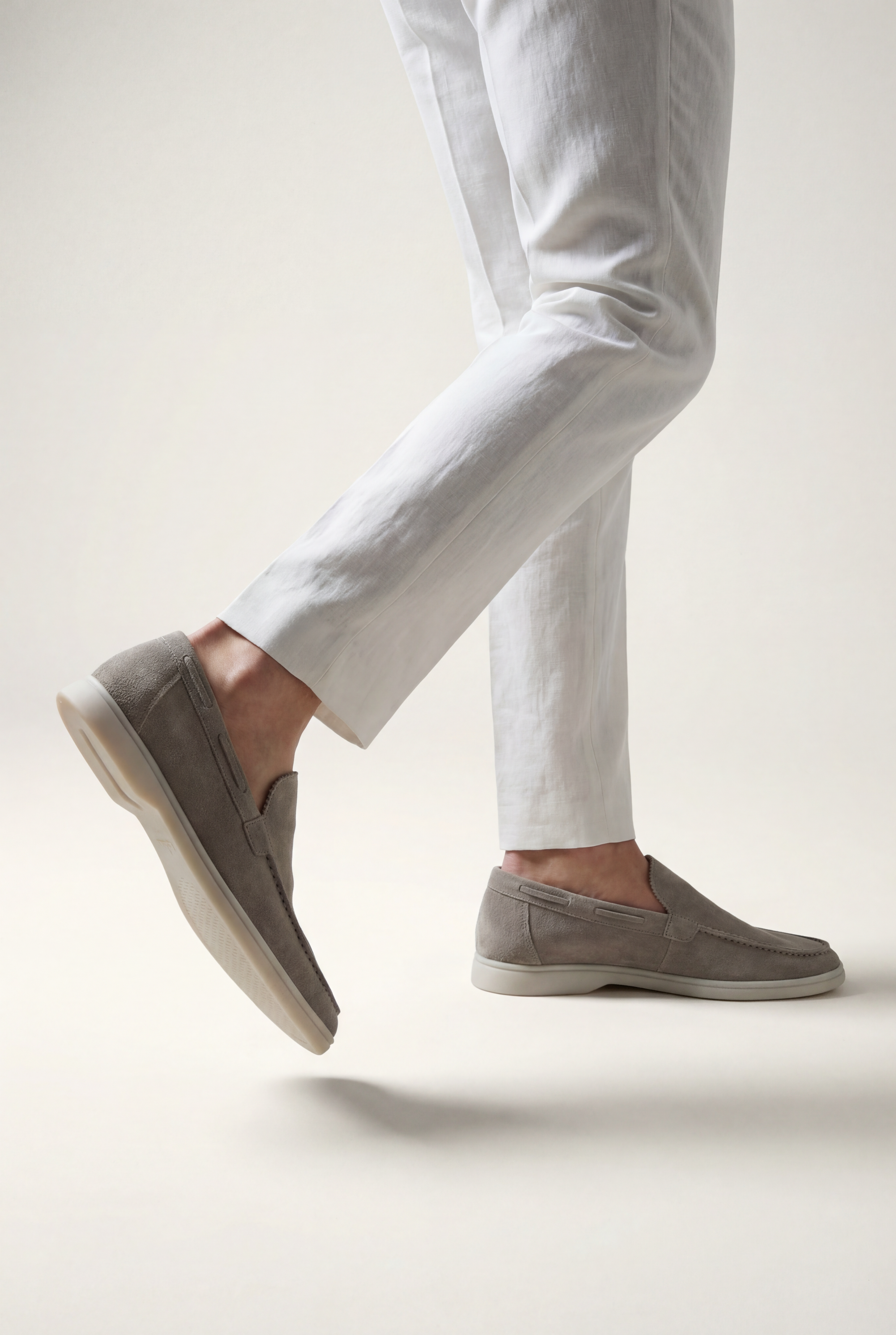Amalfi Klasik Süet Loafer - Açık Gri