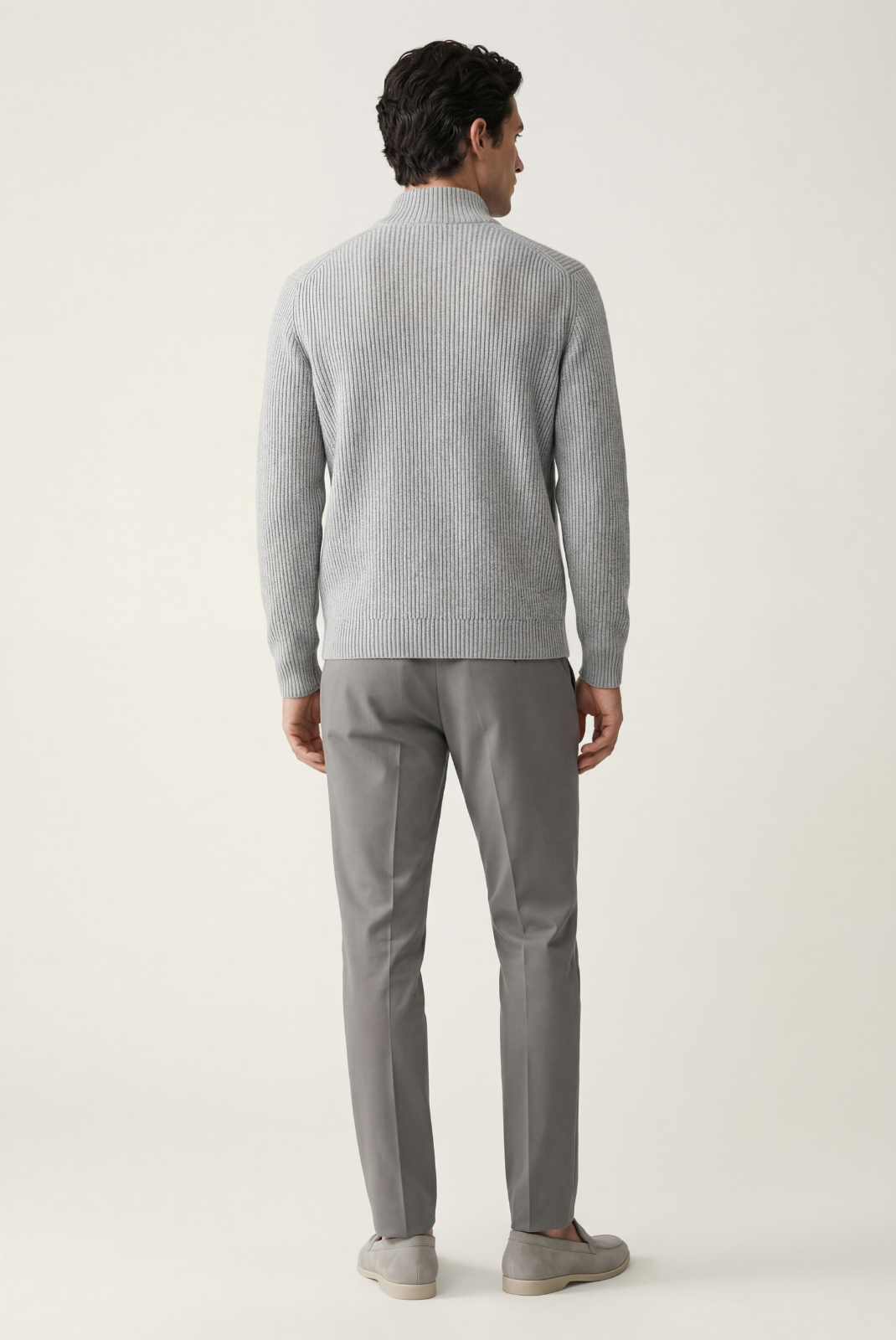 Merino Yünü Örgü Gri Ceket