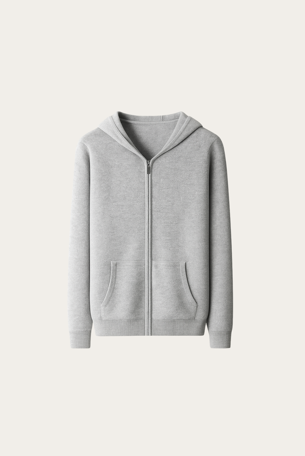 Merino Yünü Gri Kapüşonlu Hırka