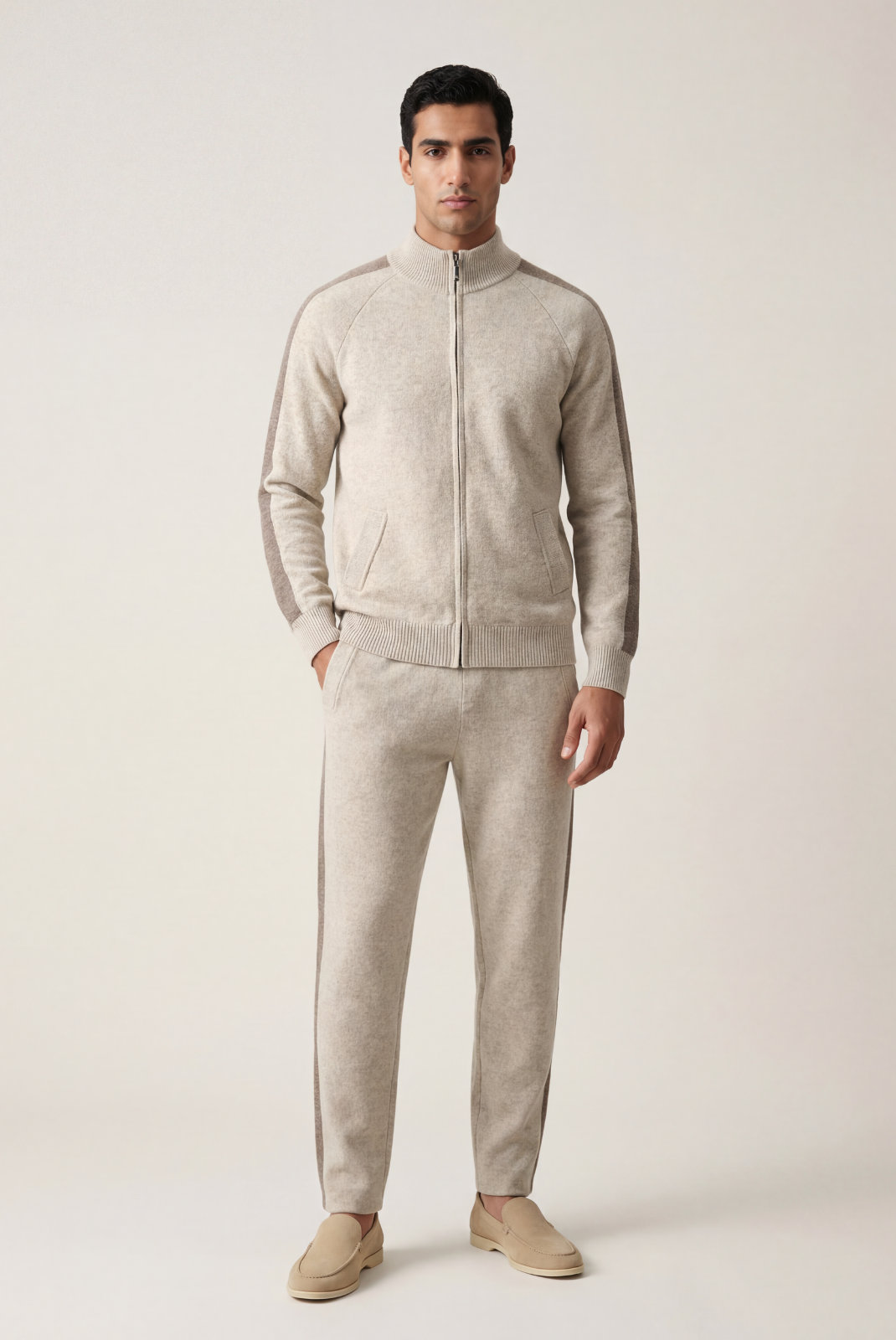 Saf Kaşmir Bej & Kahverengi Takım