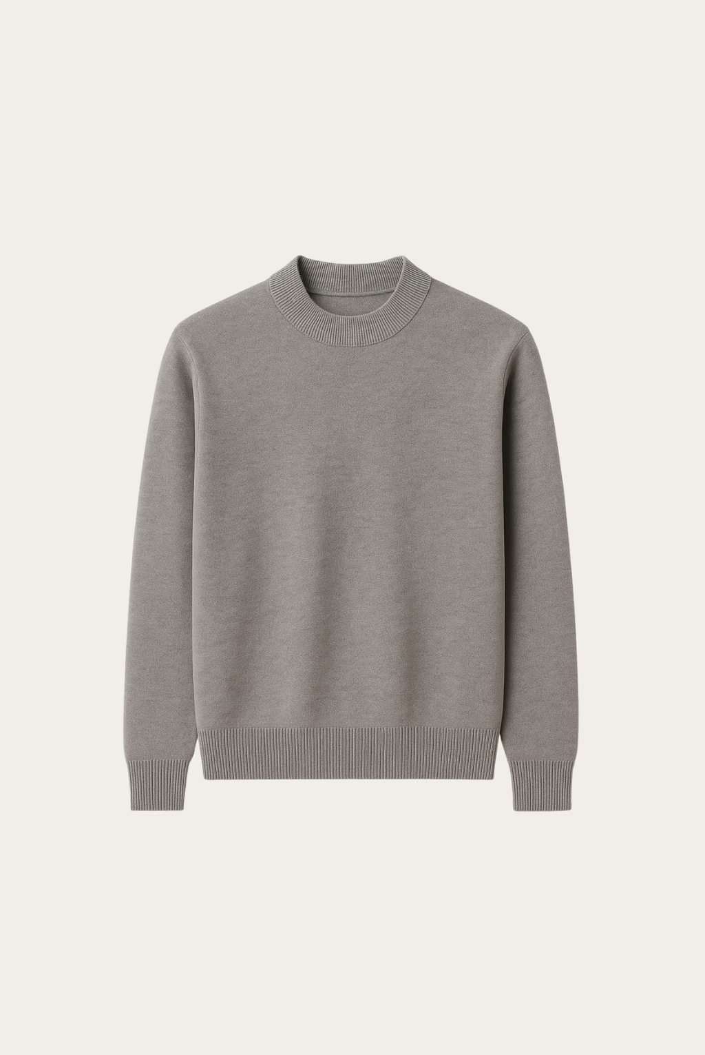 Merino Yünü Gri Bisiklet Yaka Kazak