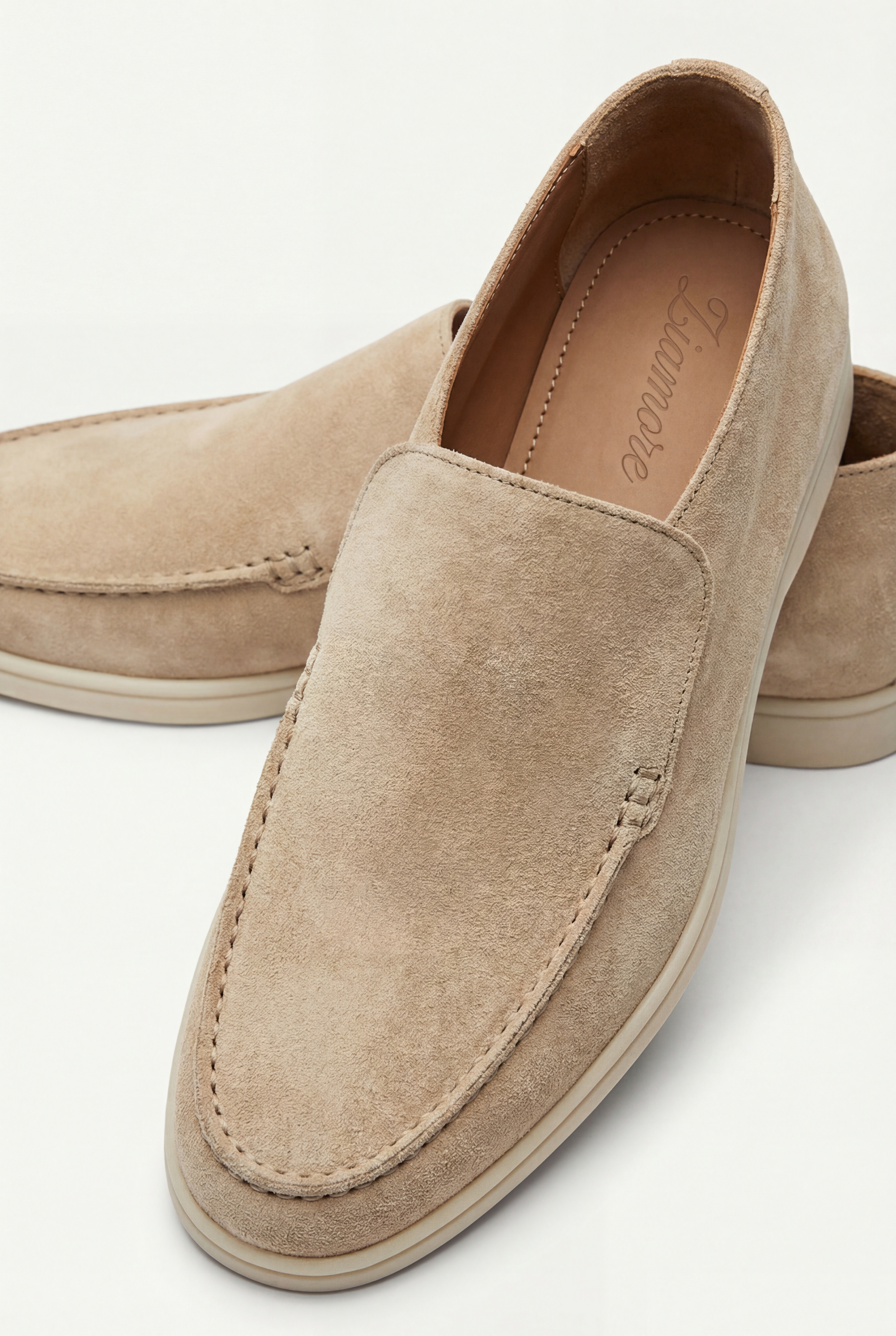 Timassi Amalfi süet loafer - açık bej üstten görünüm