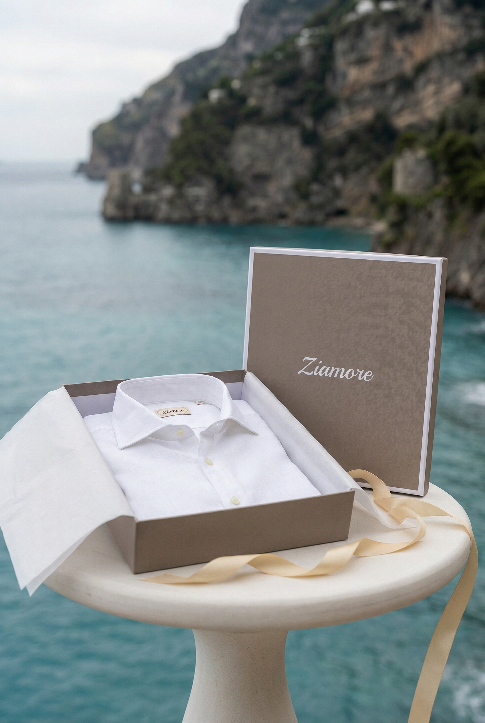 Timassi Amalfi Uzun Kollu Keten Gömlek - Beyaz tam boy