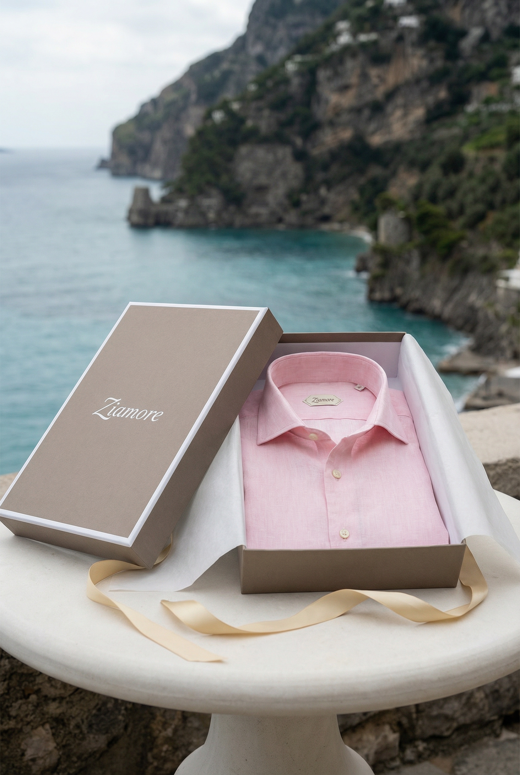 Timassi Amalfi Uzun Kollu Keten Gömlek - Pembe tam boy