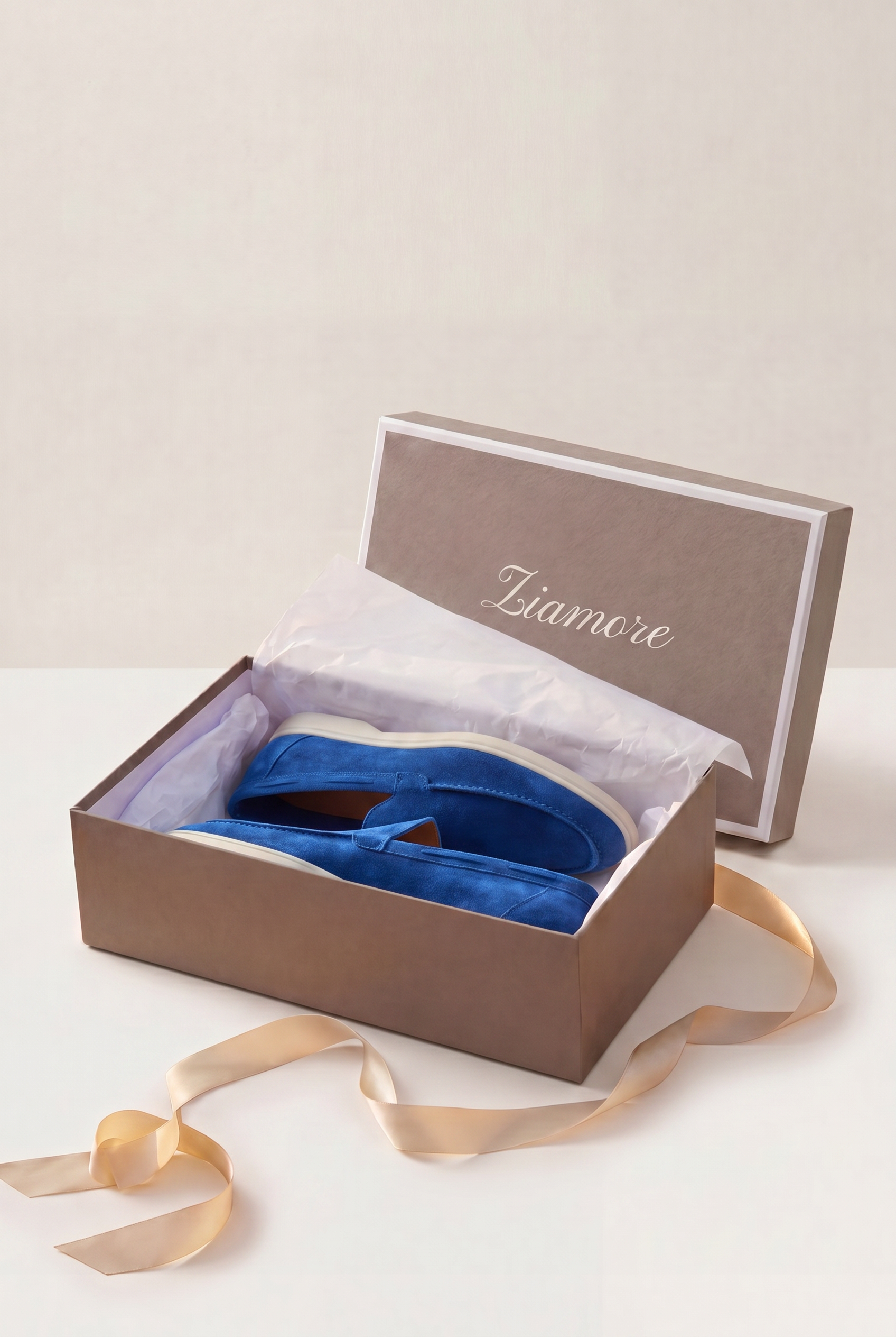 Timassi süet loafer - Safir Mavisi kutu