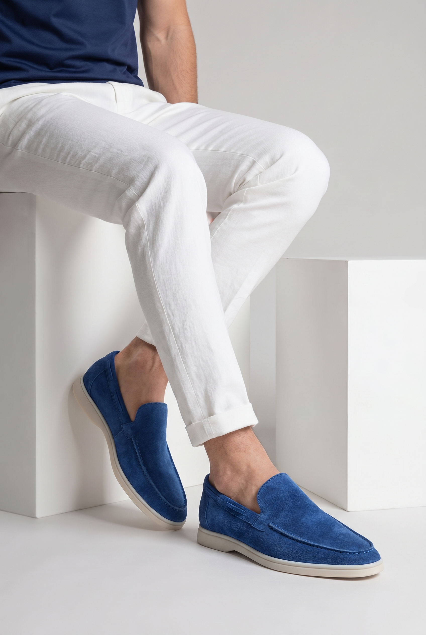Timassi süet loafer - Safir Mavisi detay