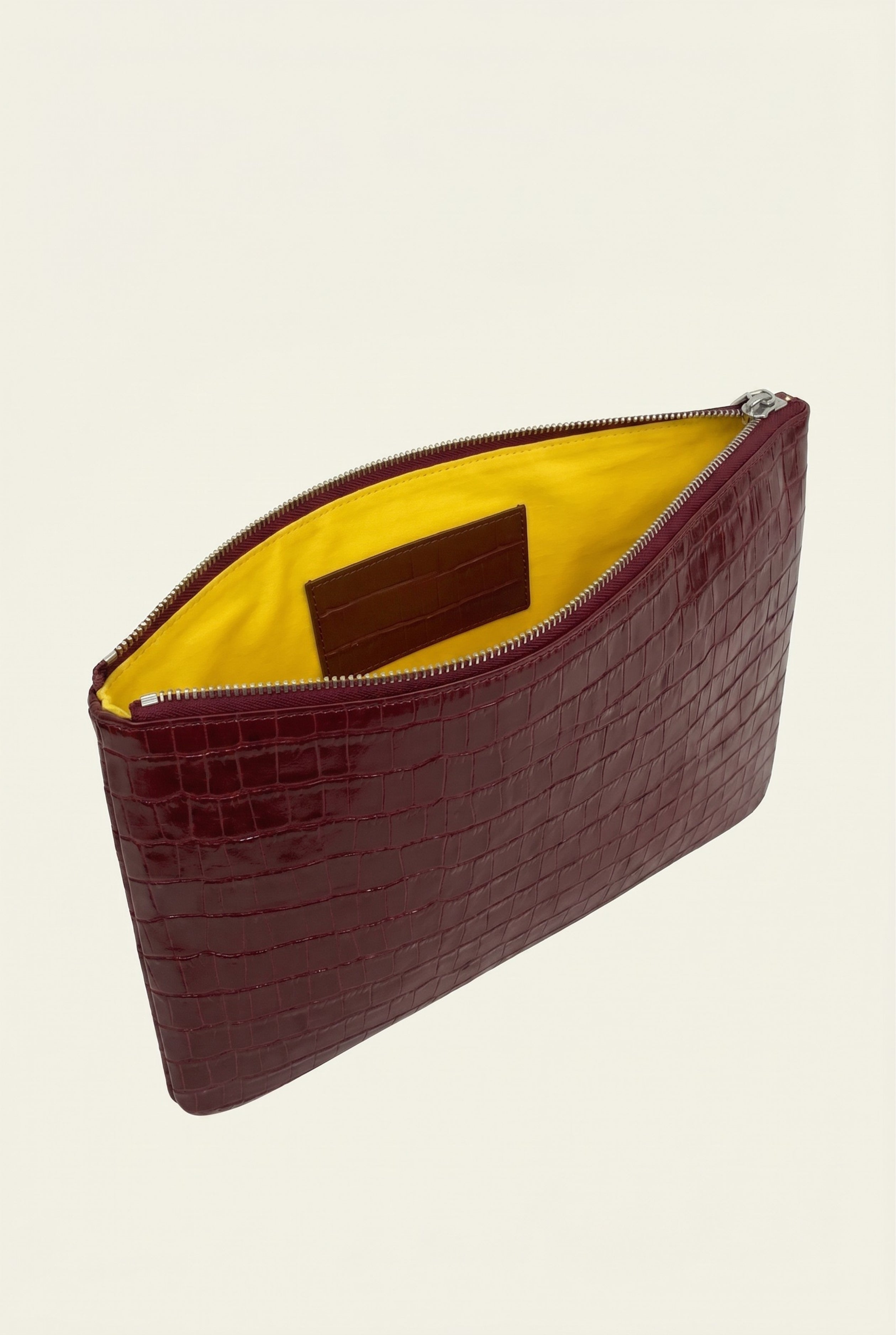 Timassi Timsah Desenli Clutch - Bordo kapama detayı